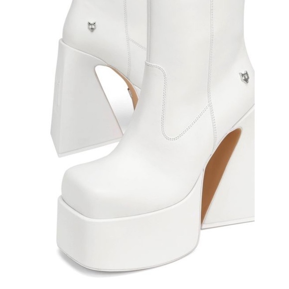 NEW! Naked Wolfe- Jane White Zip Up Ankle Boots Bootie Size 9 Platform - Picture 9 of 16